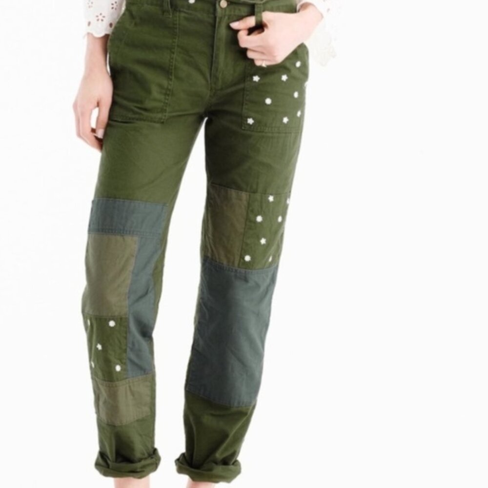 J. Crew Embroidered Daisy Patchwork Boyfriend Chi… - image 3